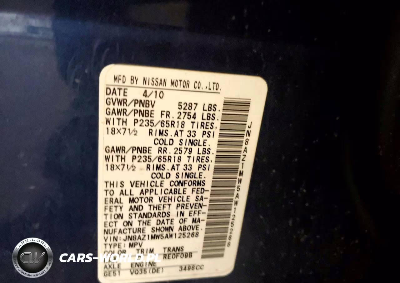2010 Nissan Murano S VIN:JN8AZ1MW5AW125268 - 13