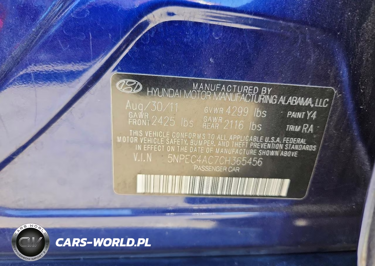 2012 Hyundai Sonata Se VIN:5NPEC4AC7CH365456 - 12