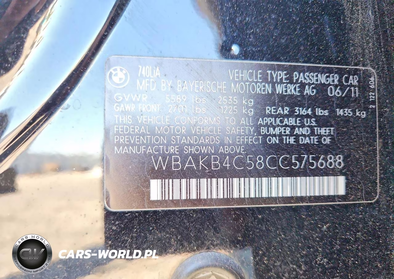 2012 BMW 740 Li VIN:WBAKB4C58CC575688 - 12