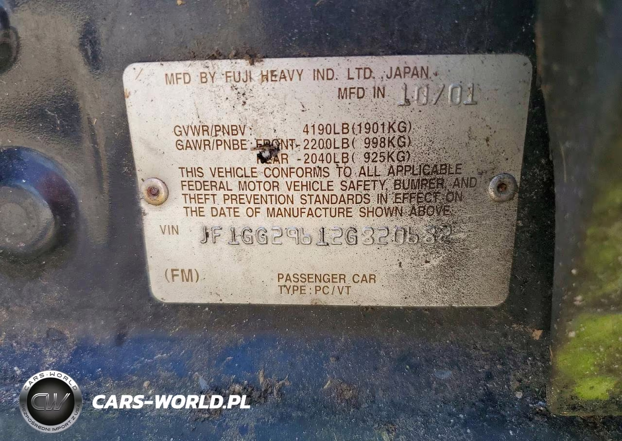 2002 Subaru Impreza Wrx VIN:JF1GG29612G820682 - 12