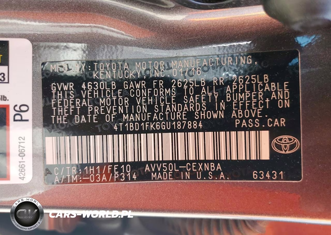 2016 Toyota Camry Hybrid Le VIN:4T1BD1FK6GU187884 - 12