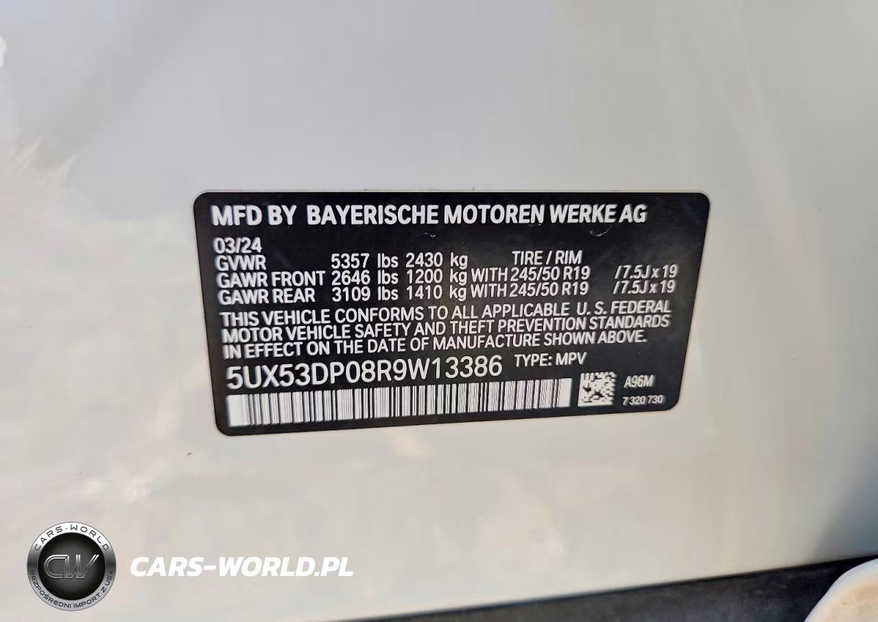 2024 BMW X3 xDrive30I VIN:5UX53DP08R9W13386 - 13