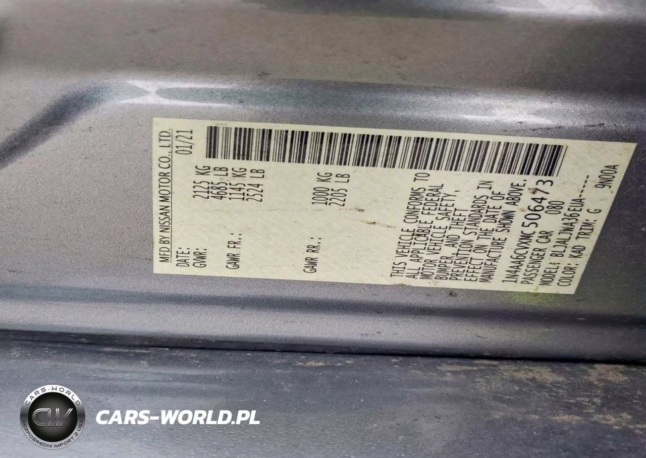 2021 Nissan Maxima Sv VIN:1N4AA6CVXMC506473 - 12