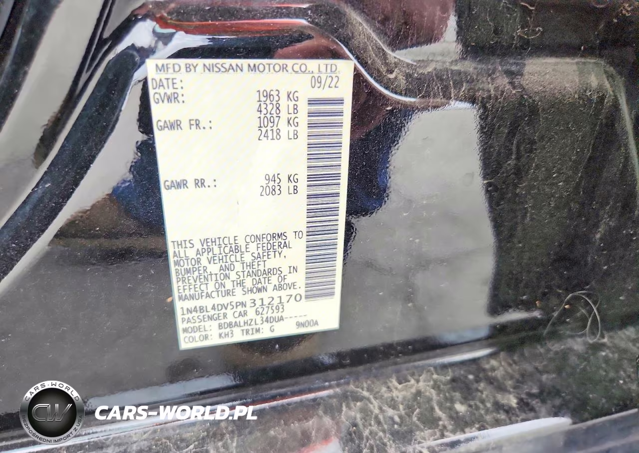 2023 Nissan Altima Sv VIN:1N4BL4DV5PN312170 - 12