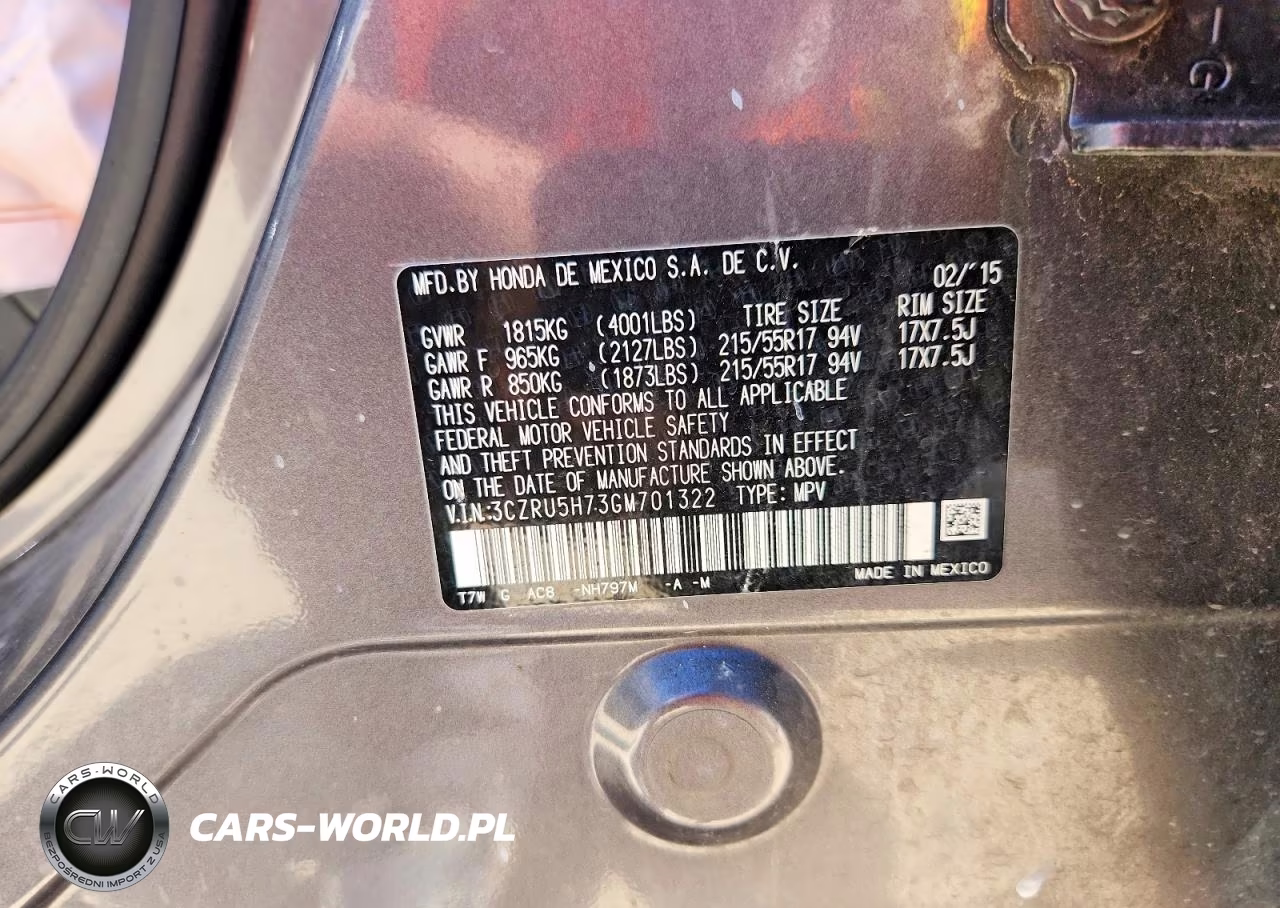 2016 Honda Hr-V Exl VIN:3CZRU5H73GM701322 - 12