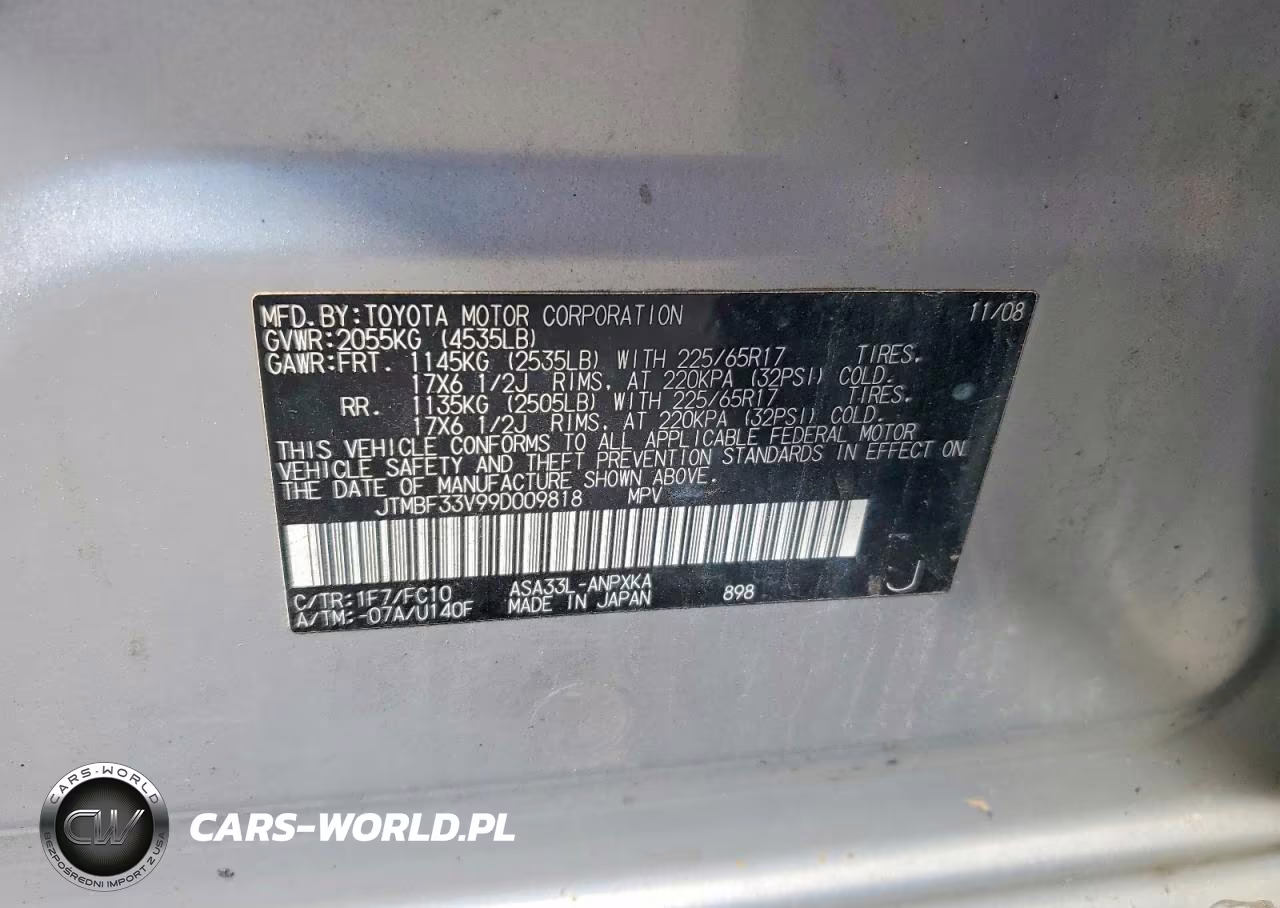 2009 Toyota Rav4 Base VIN:JTMBF33V99D009818 - 13