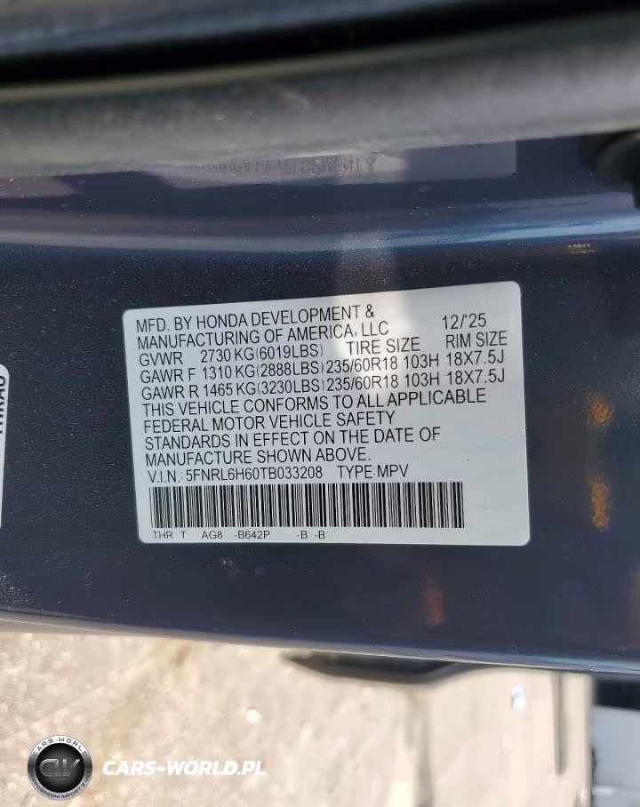 2026 Honda Odyssey Exl VIN:5FNRL6H60TB033208 - 14