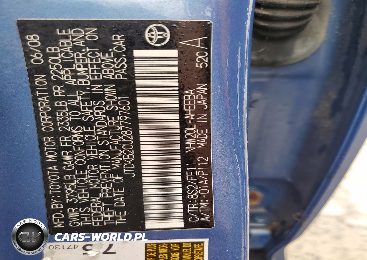 2008 Toyota Prius Base VIN:JTDKB20U287797601 - 12