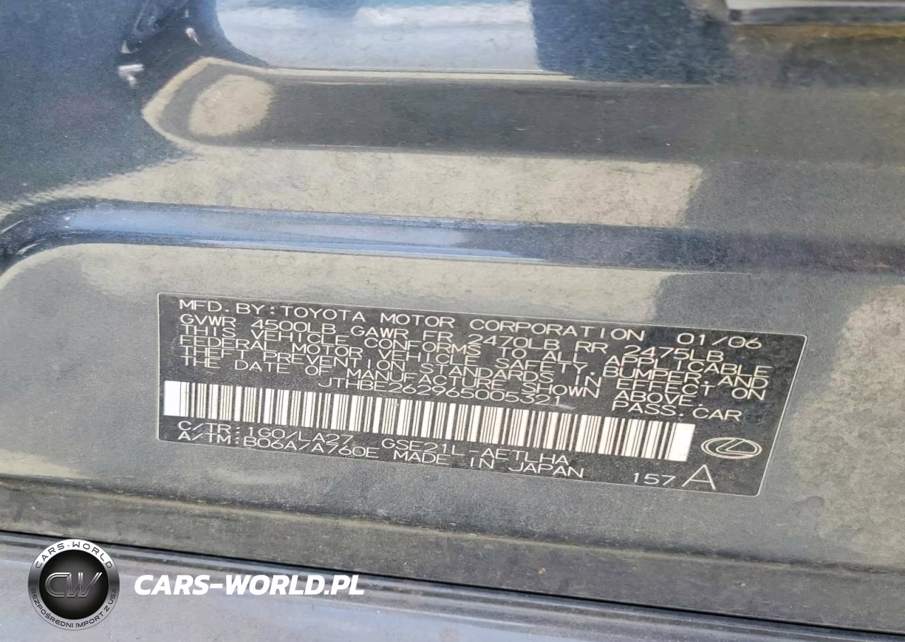 2006 Lexus Is 350 VIN:JTHBE262965005321 - 12