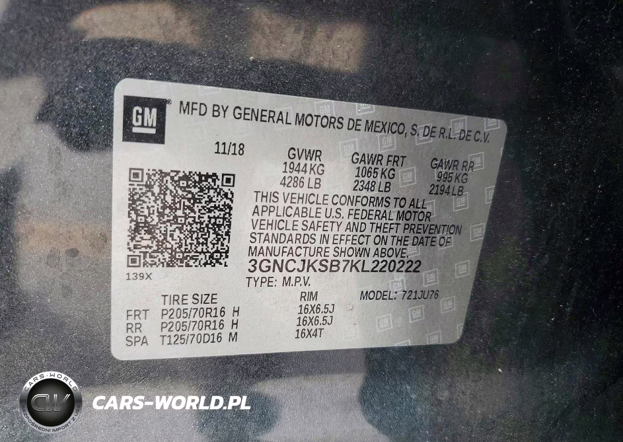 2019 Chevrolet Trax Ls VIN:3GNCJKSB7KL220222 - 13