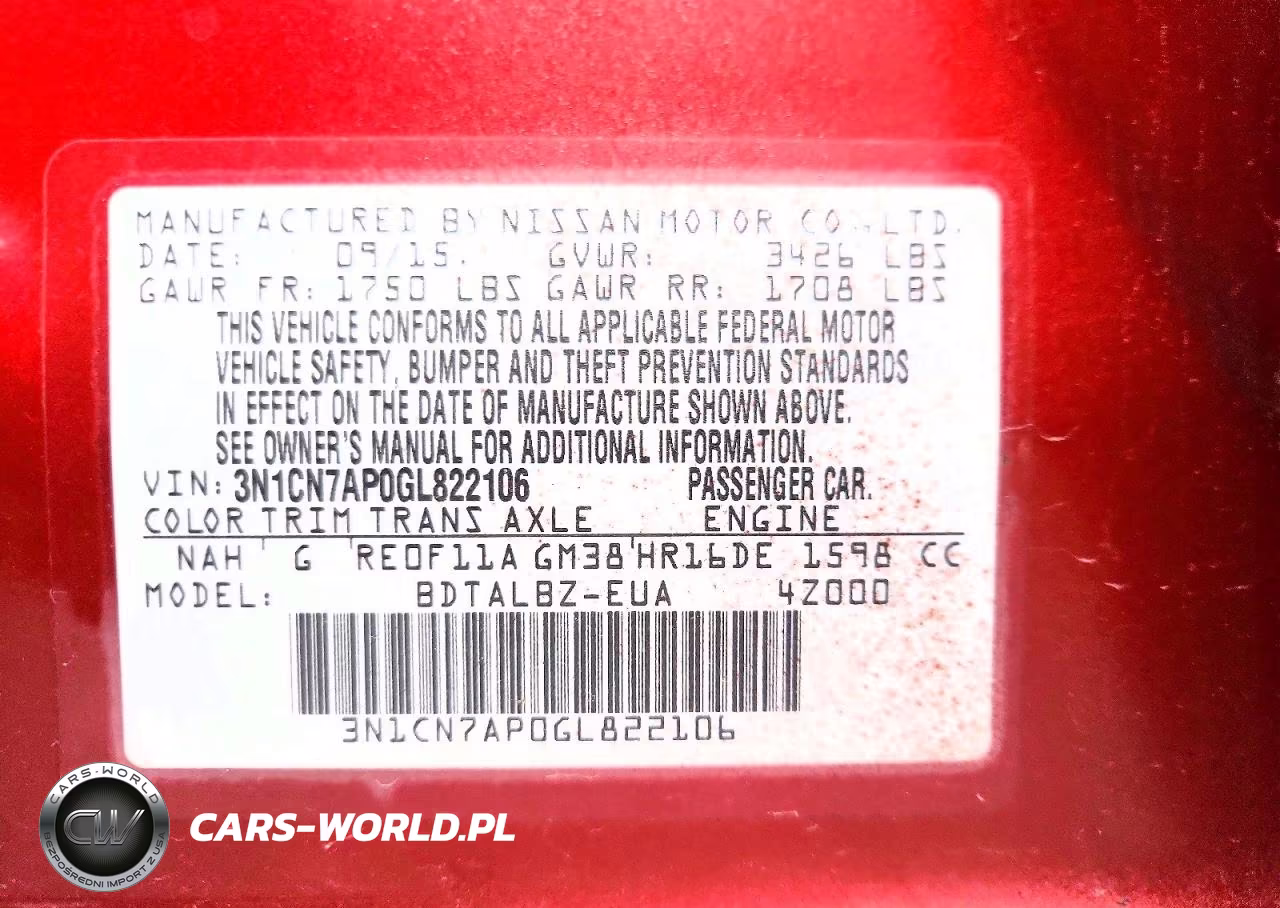 2016 Nissan Versa 1.6 Sv VIN:3N1CN7AP0GL822106 - 13
