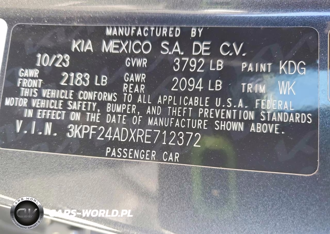 2024 Kia Forte Lxs VIN:3KPF24ADXRE712372 - 12
