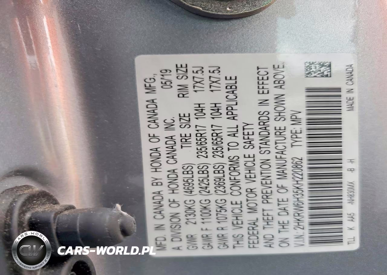 2019 Honda Cr-V Lx VIN:2HKRW6H35KH220862 - 13