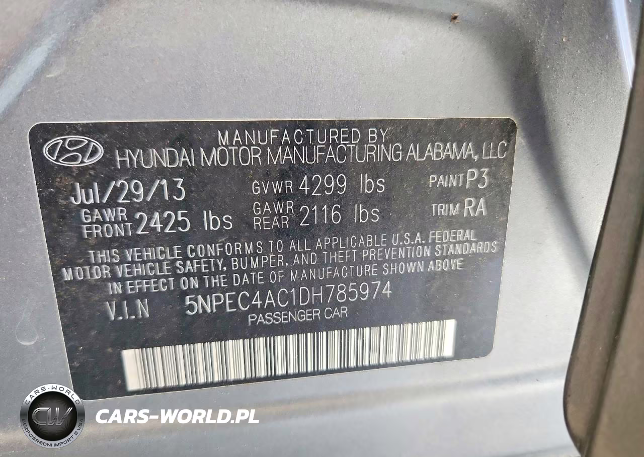 2013 Hyundai Sonata Limited VIN:5NPEC4AC1DH785974 - 12