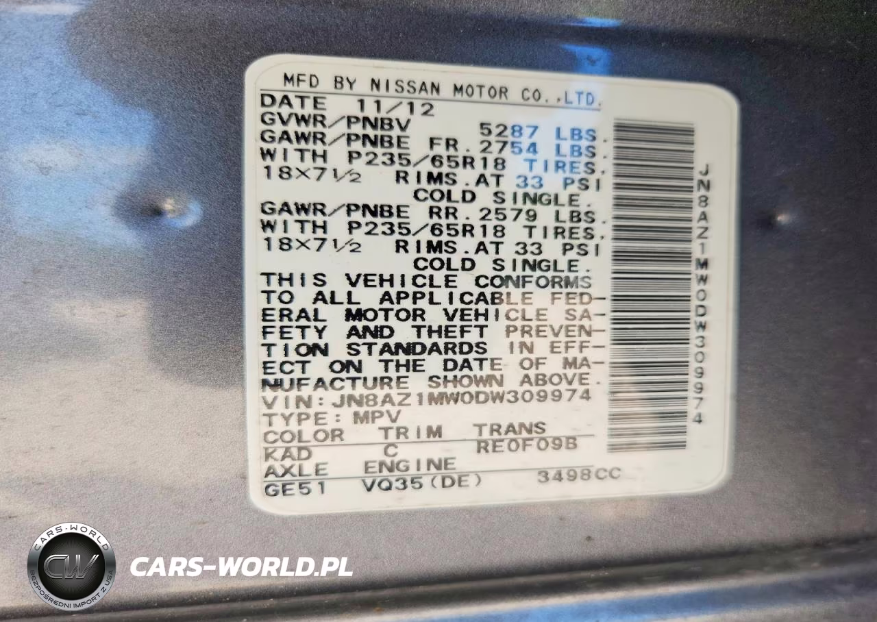 2013 Nissan Murano S VIN:JN8AZ1MW0DW309974 - 13