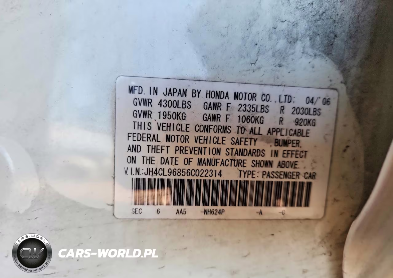 2006 Acura Tsx VIN:JH4CL96856C022314 - 12