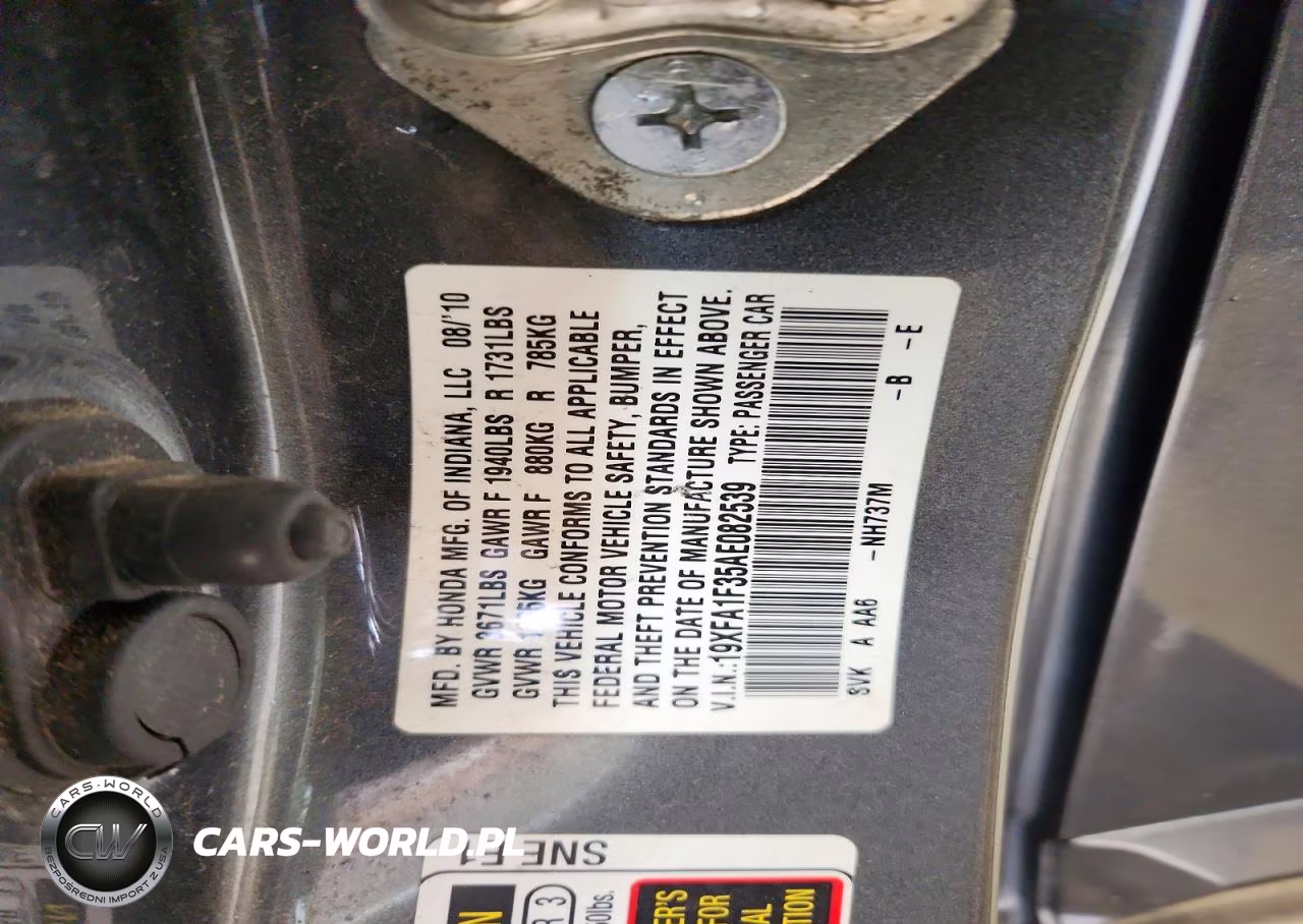 2010 Honda Civic Vp VIN:19XFA1F35AE082539 - 13
