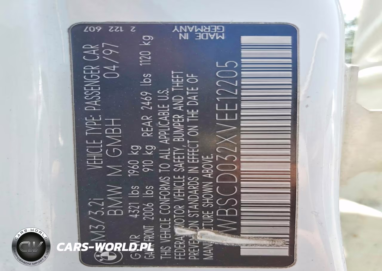 1997 BMW M3 Automatic VIN:WBSCD032XVEE12205 - 12