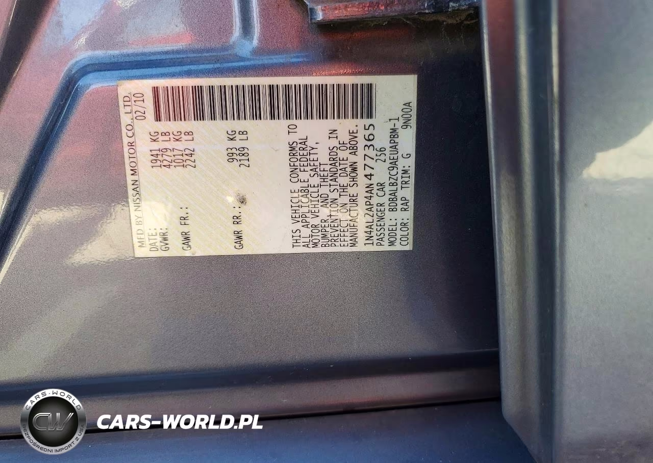 2010 Nissan Altima 2.5 VIN:1N4AL2AP4AN477365 - 13