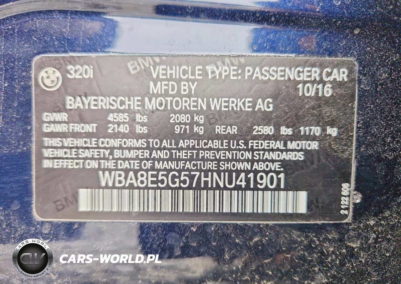 2017 BMW 320 Xi VIN:WBA8E5G57HNU41901 - 13