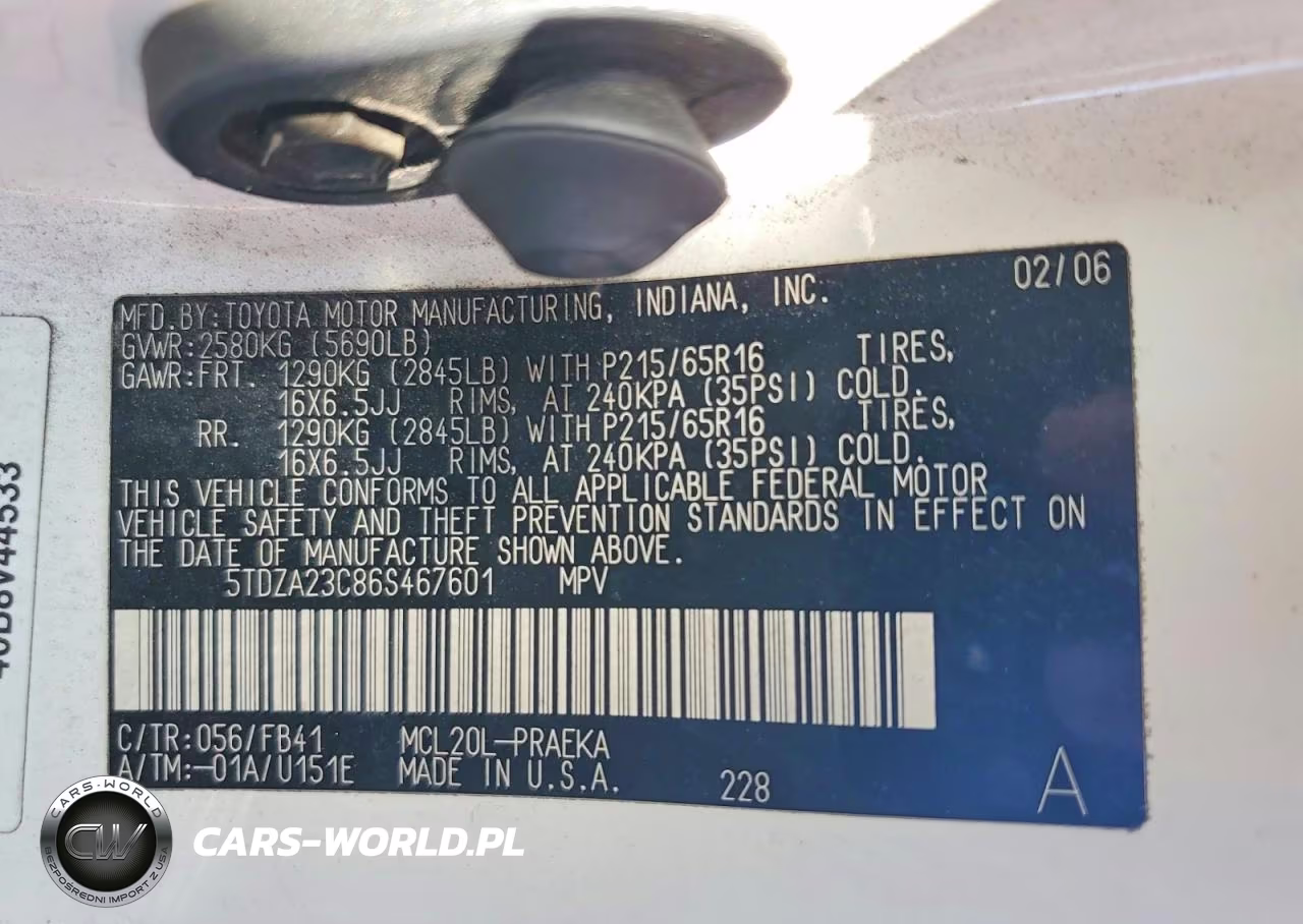 2006 Toyota Sienna Ce 8 Passenger VIN:5TDZA23C86S467601 - 14