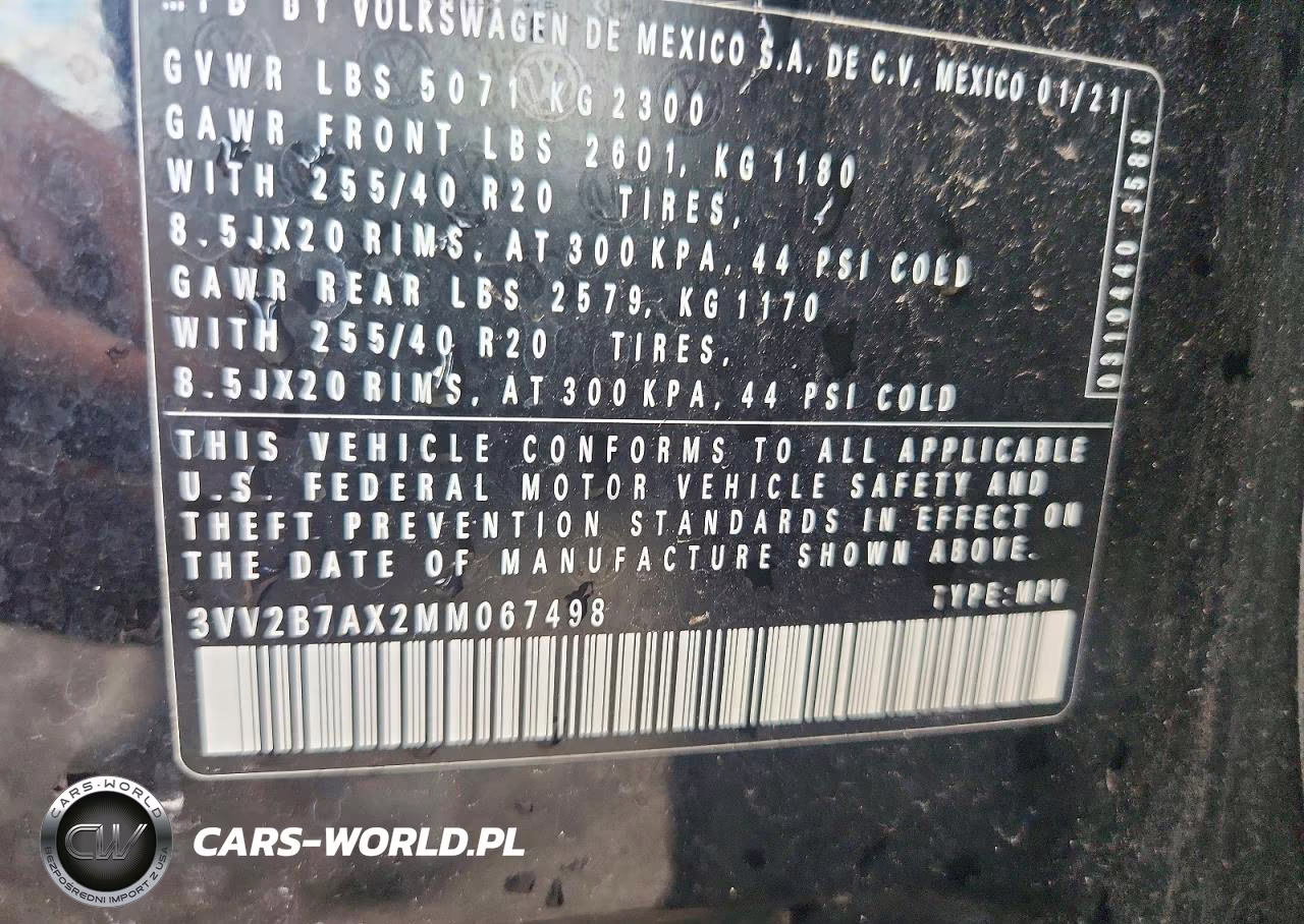 2021 Volkswagen Tiguan Se VIN:3VV2B7AX2MM067498 - 12