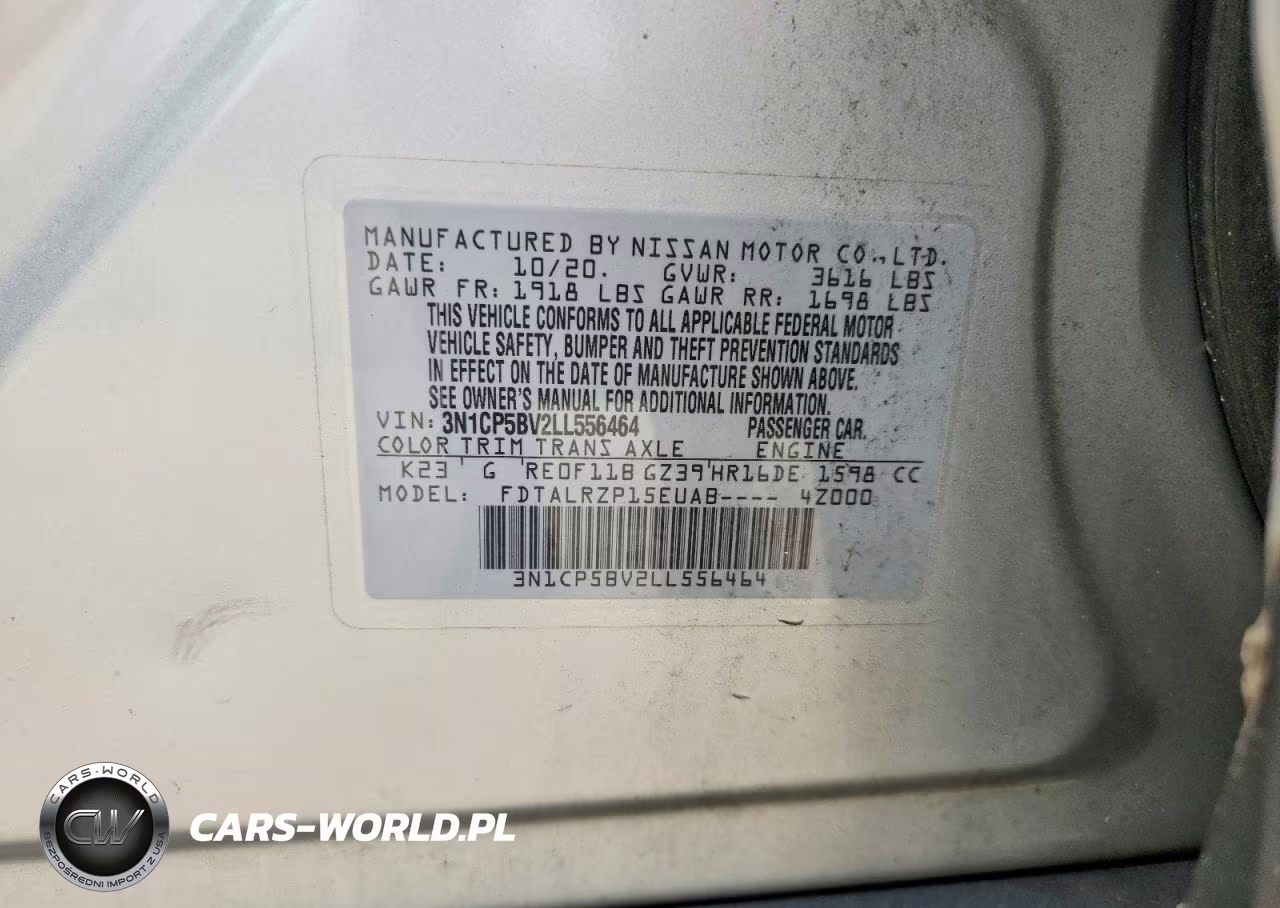 2020 Nissan Kicks S VIN:3N1CP5BV2LL556464 - 13