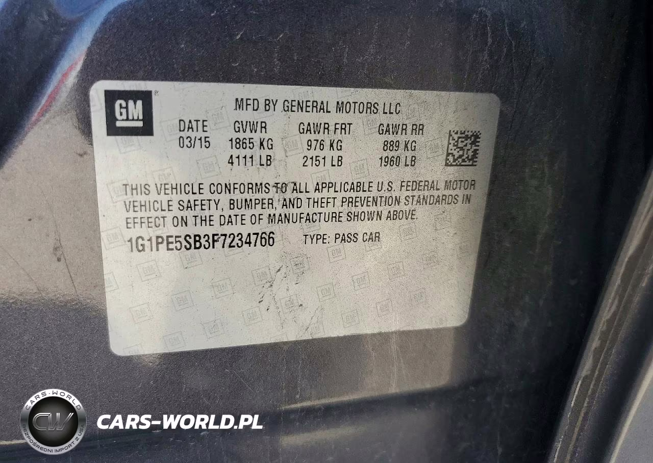 2015 Chevrolet Cruze Lt VIN:1G1PE5SB3F7234766 - 12