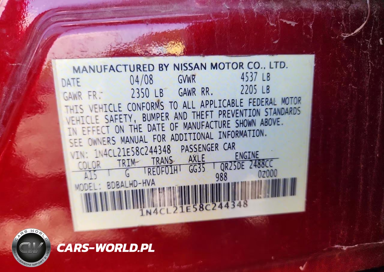2008 Nissan Altima Hybrid Base VIN:1N4CL21E58C244348 - 12