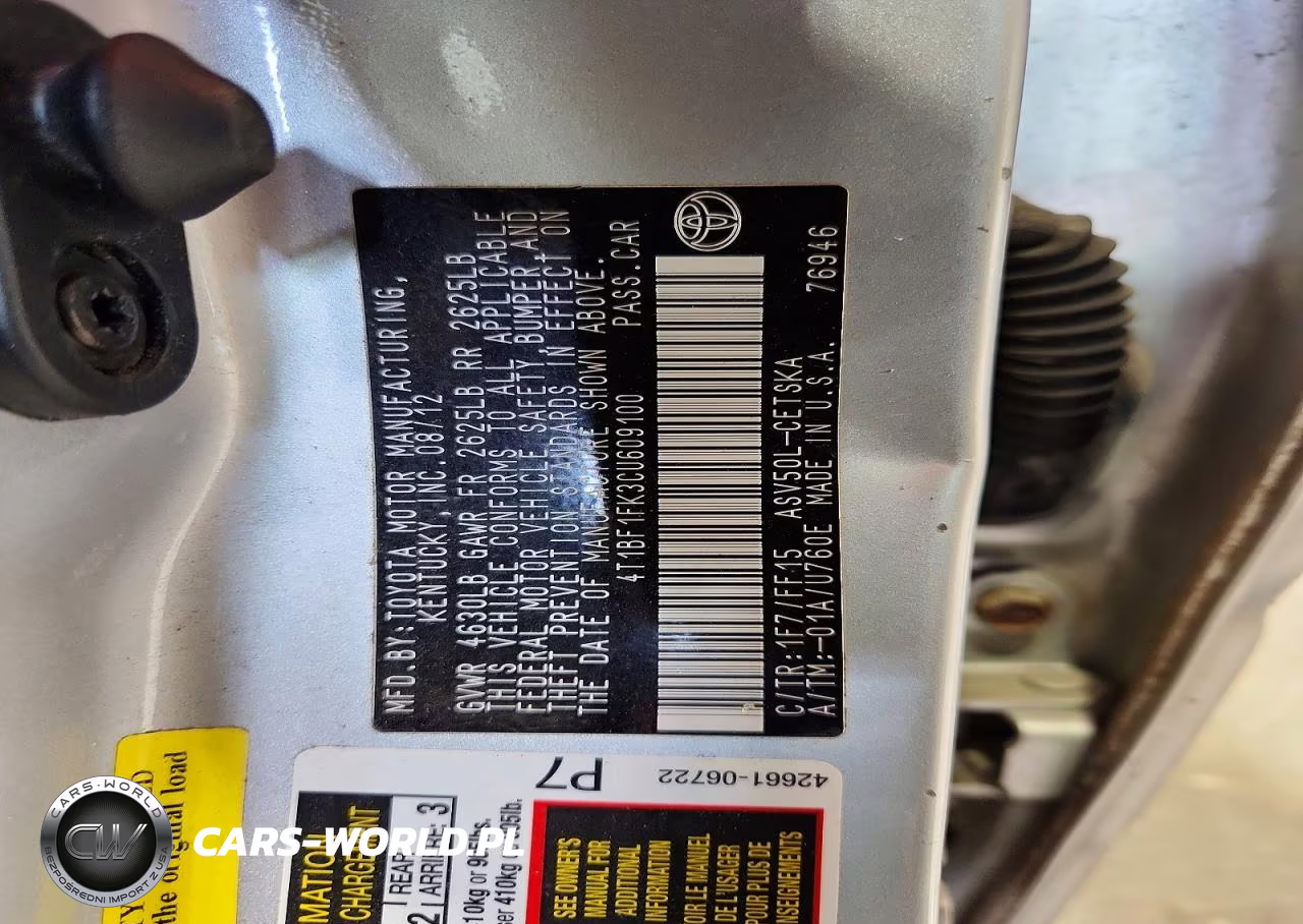 2012 Toyota Camry Se VIN:4T1BF1FK3CU609100 - 13