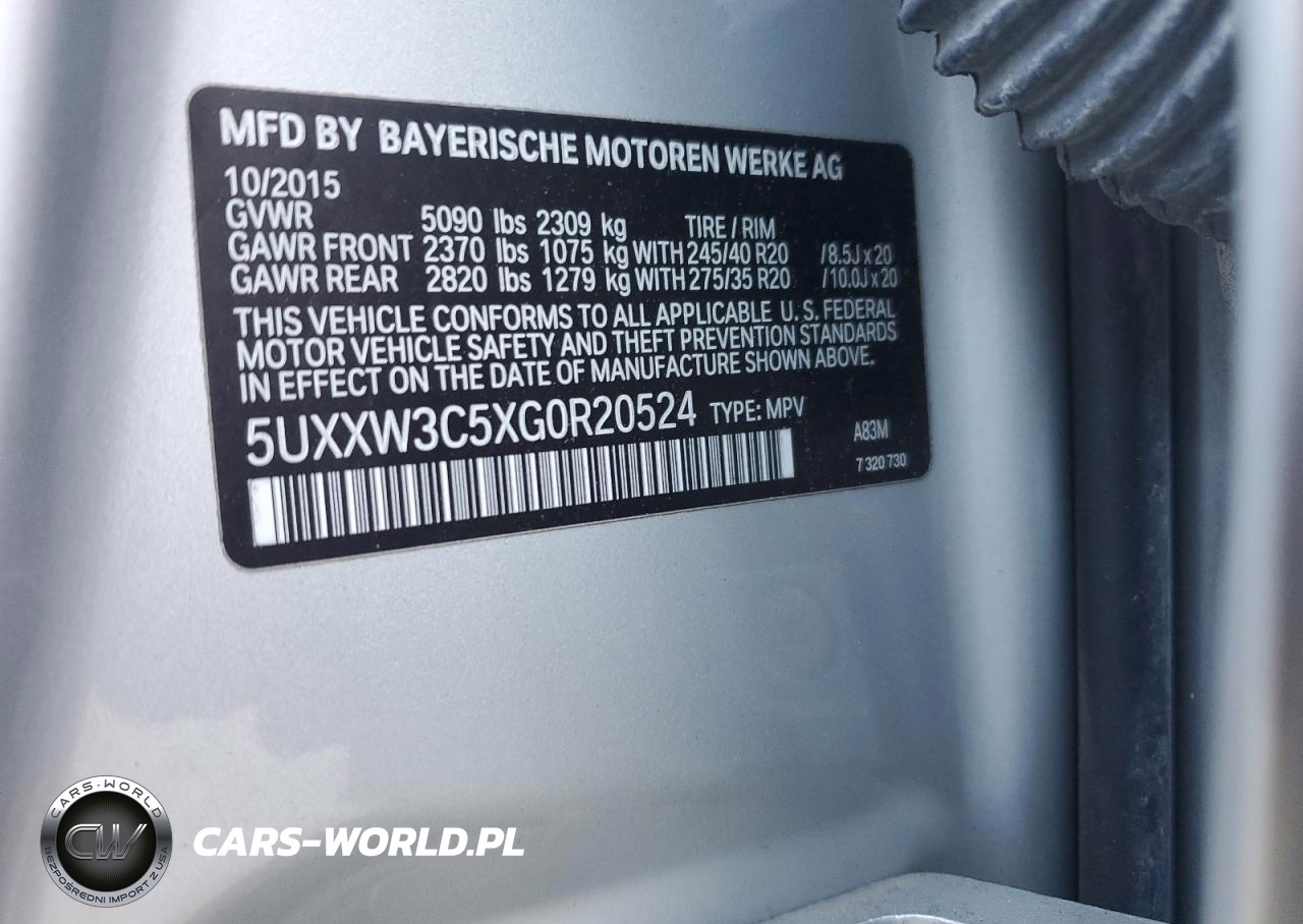 2016 BMW Motorrad X4 xDrive28I VIN:5UXXW3C5XG0R20524 - 12