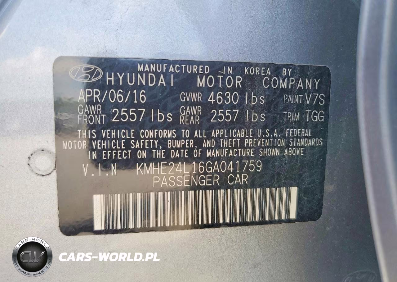 2016 Hyundai Sonata Hybrid Se VIN:KMHE24L16GA041759 - 12