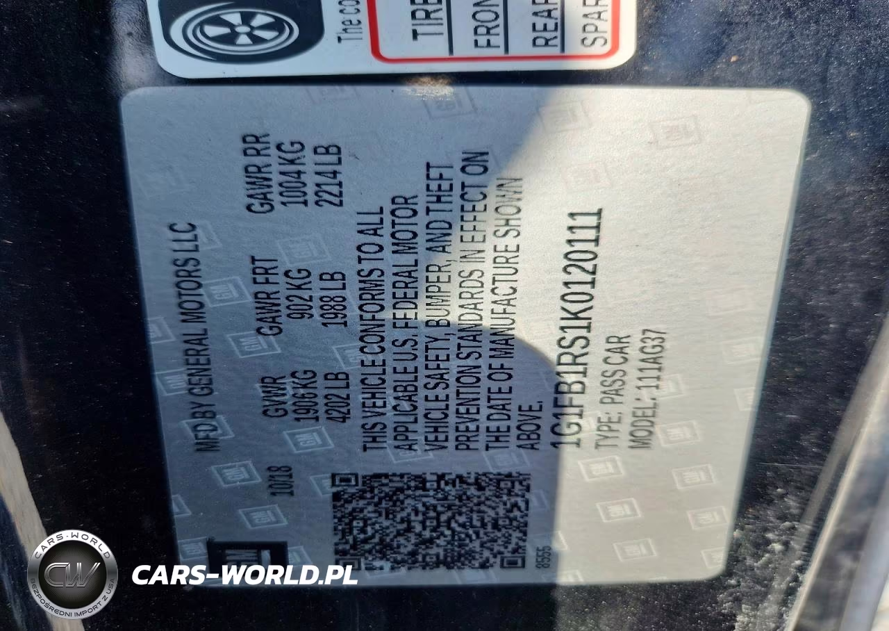 2019 Chevrolet Camaro Ls VIN:1G1FB1RS1K0120111 - 12