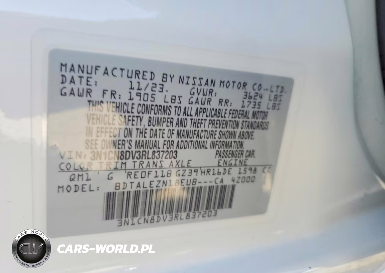 2024 Nissan Versa S VIN:3N1CN8DV3RL837203 - 12