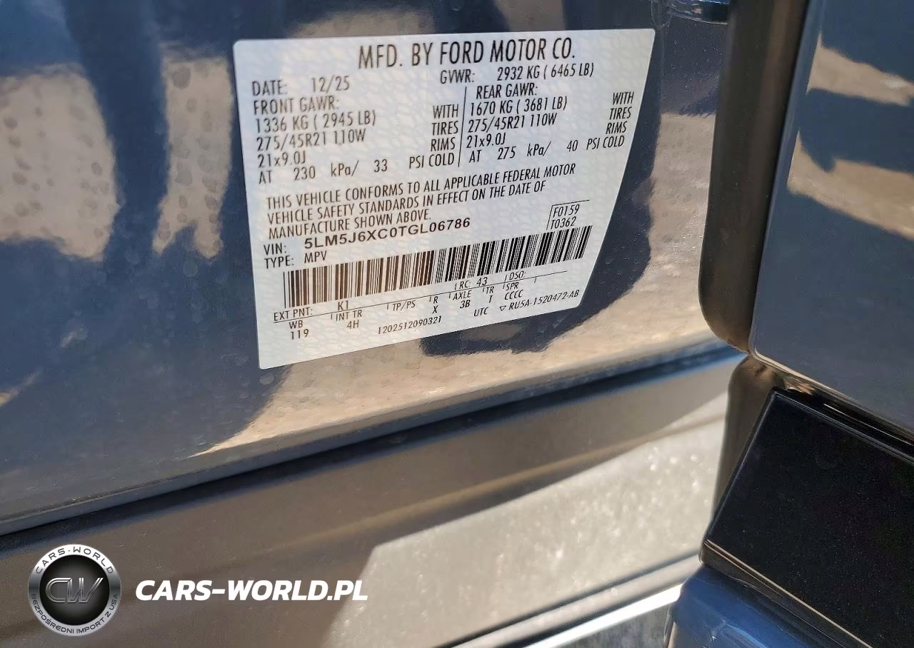 2026 Lincoln Aviator VIN:5LM5J6XC0TGL06786 - 13