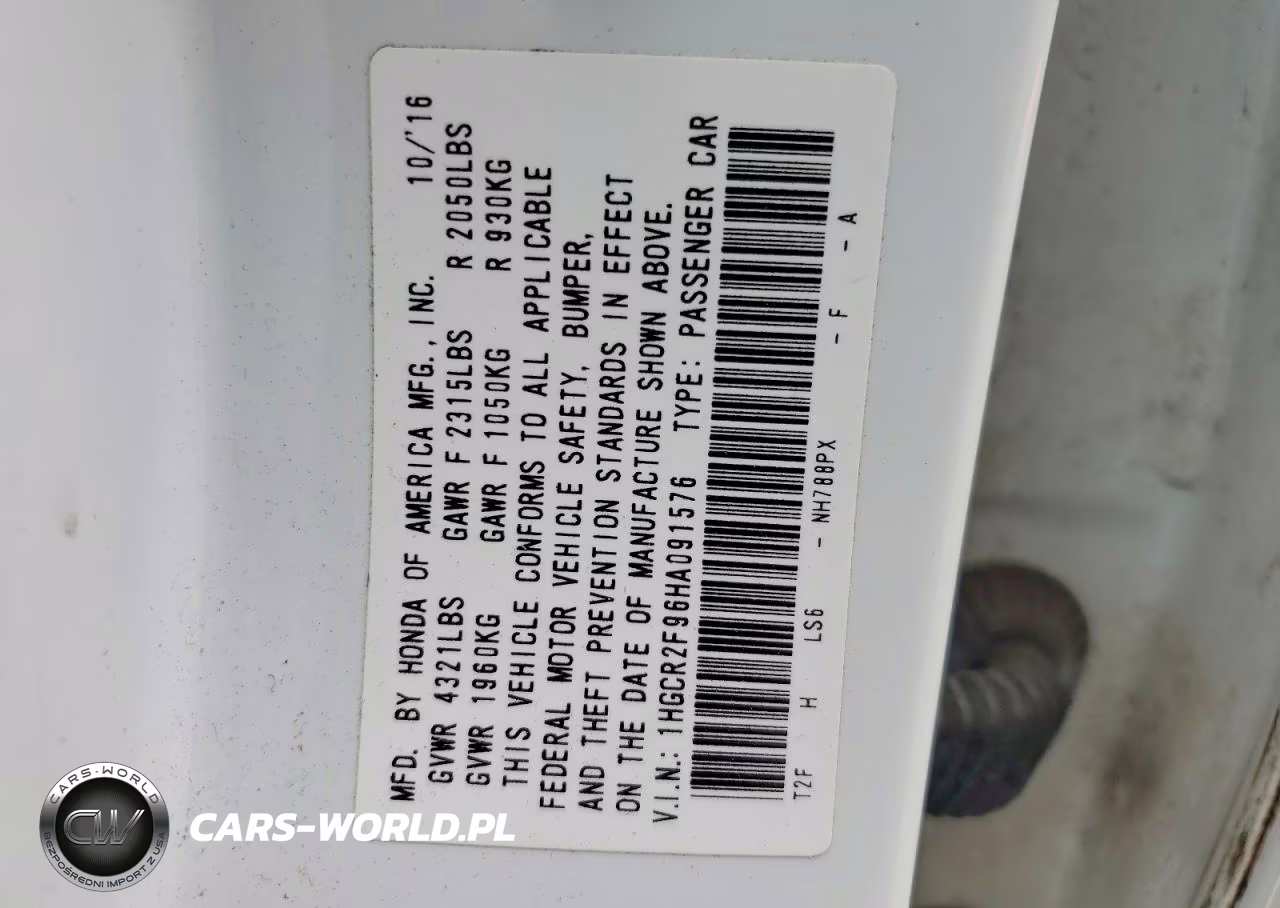 2017 Honda Accord Exl VIN:1HGCR2F96HA091576 - 12