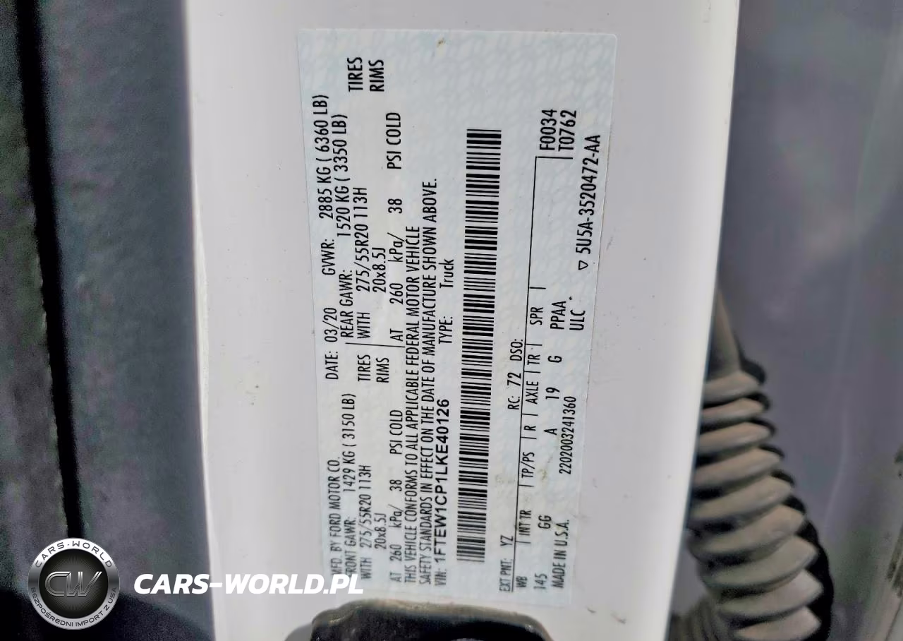 2020 Ford F150 Supercrew VIN:1FTEW1CP1LKE40126 - 12