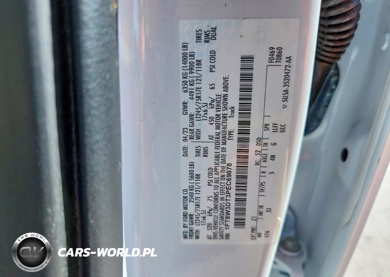 2023 Ford F350 Super Duty VIN:1FT8W3DT3PEC69078 - 12
