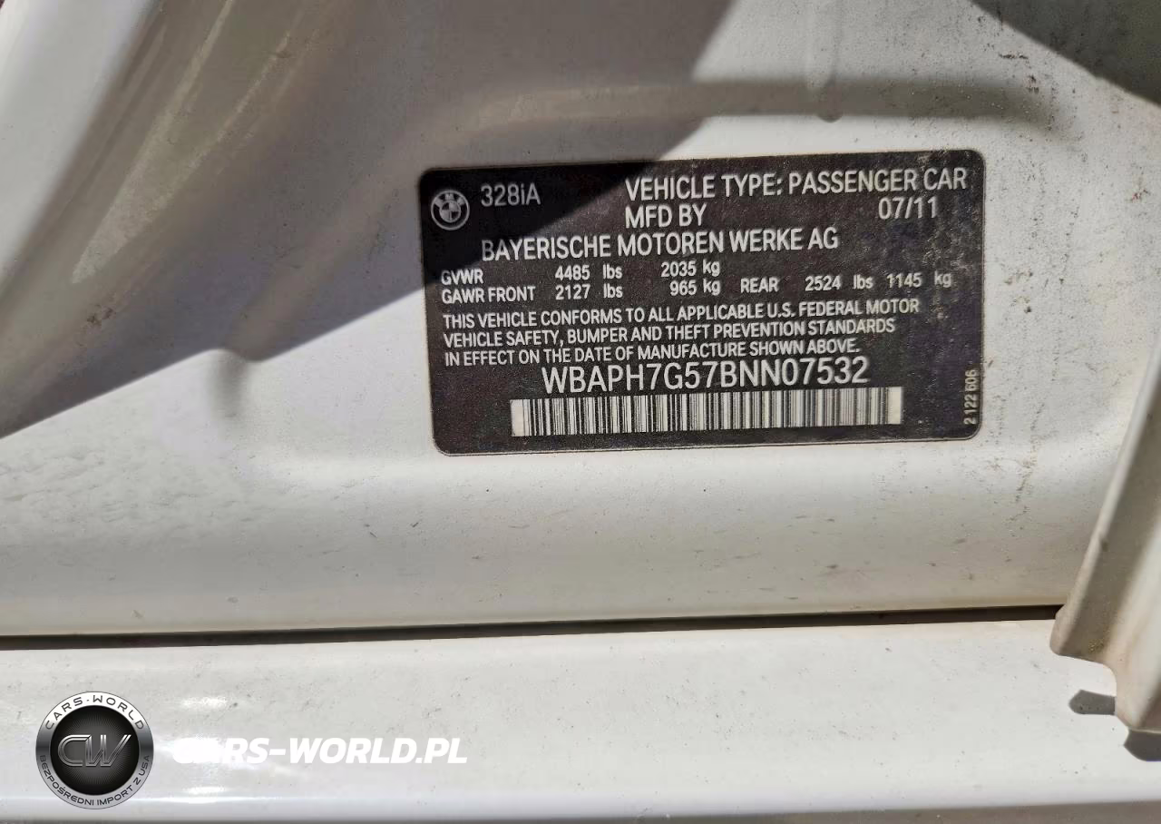 2011 BMW 328 I VIN:WBAPH7G57BNN07532 - 12