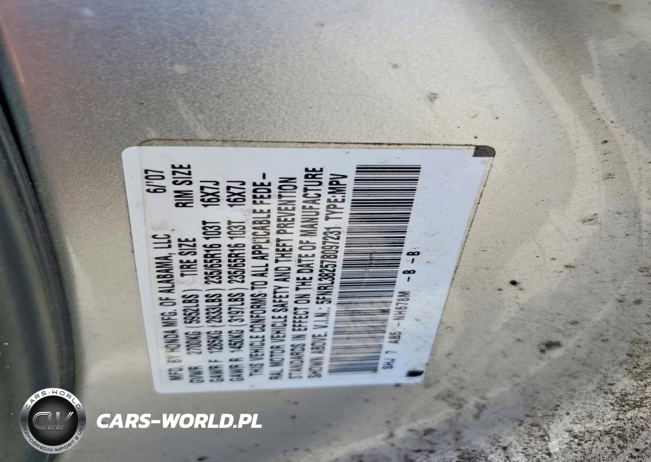 2007 Honda Odyssey Lx VIN:5FNRL38257B097231 - 13