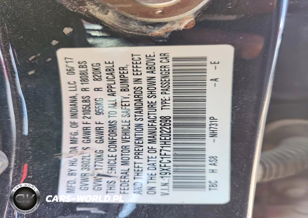 2017 Honda Civic Exl VIN:19XFC1F71HE022698 - 12