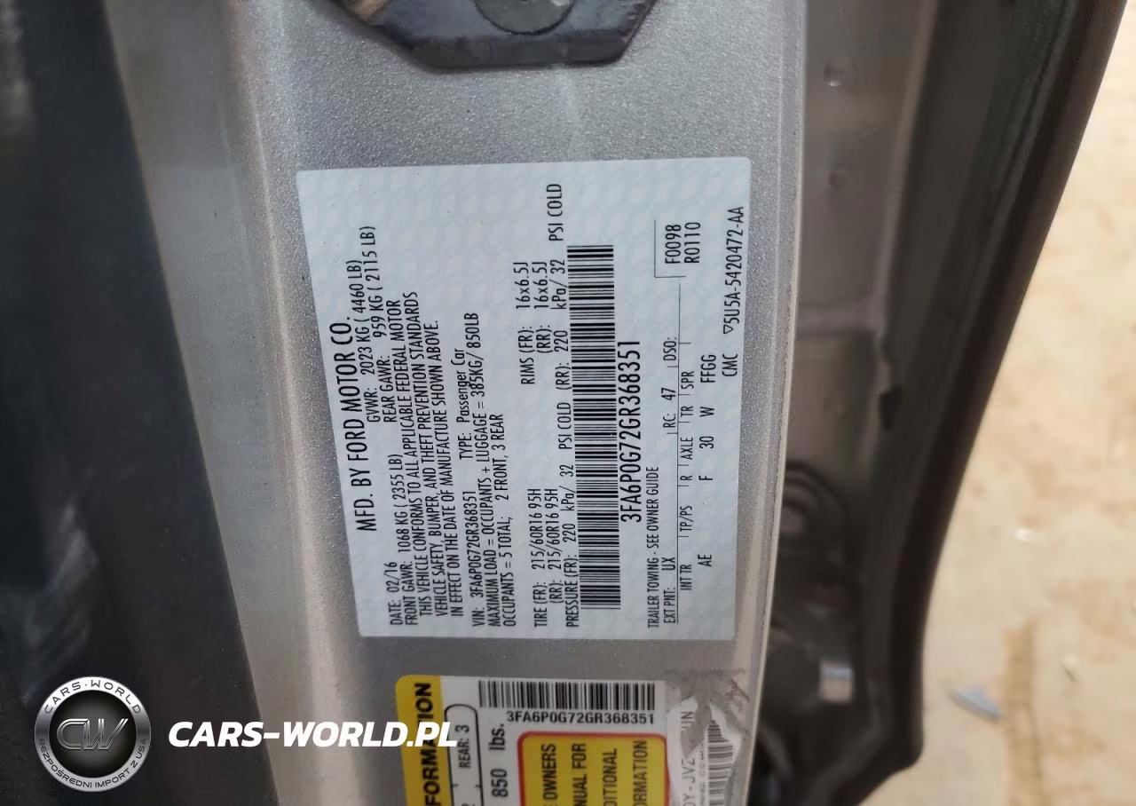 2016 Ford Fusion S VIN:3FA6P0G72GR368351 - 12