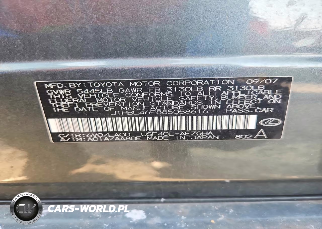 2008 Lexus Ls 460 VIN:JTHBL46F885058616 - 12
