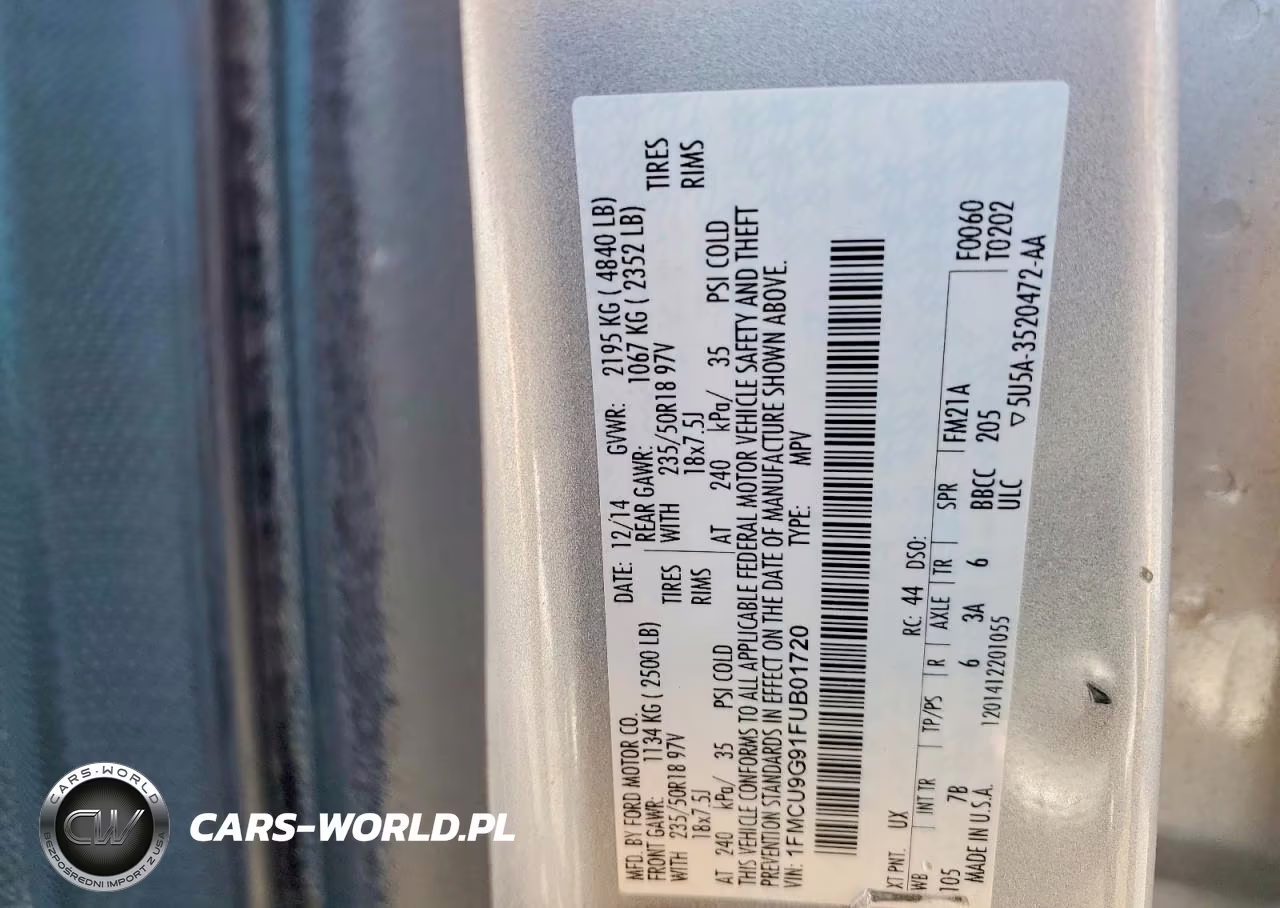 2015 Ford Escape Se VIN:1FMCU9G91FUB01720 - 13