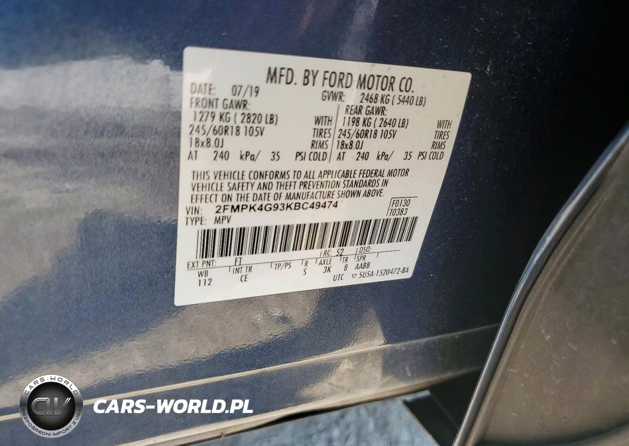 2019 Ford Edge Se VIN:2FMPK4G93KBC49474 - 12