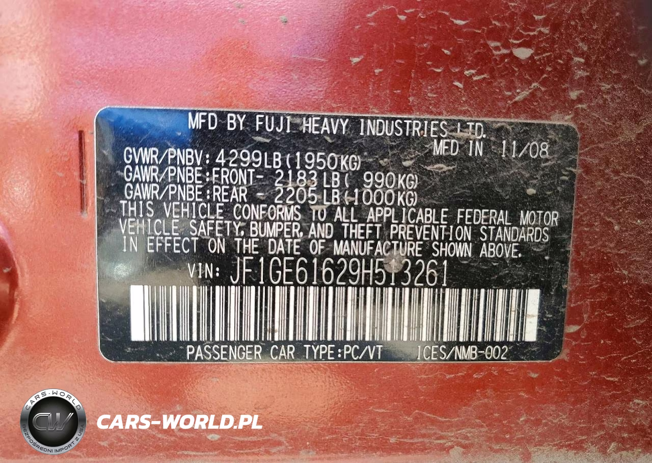 2009 Subaru Impreza 2.5I VIN:JF1GE61629H513261 - 12