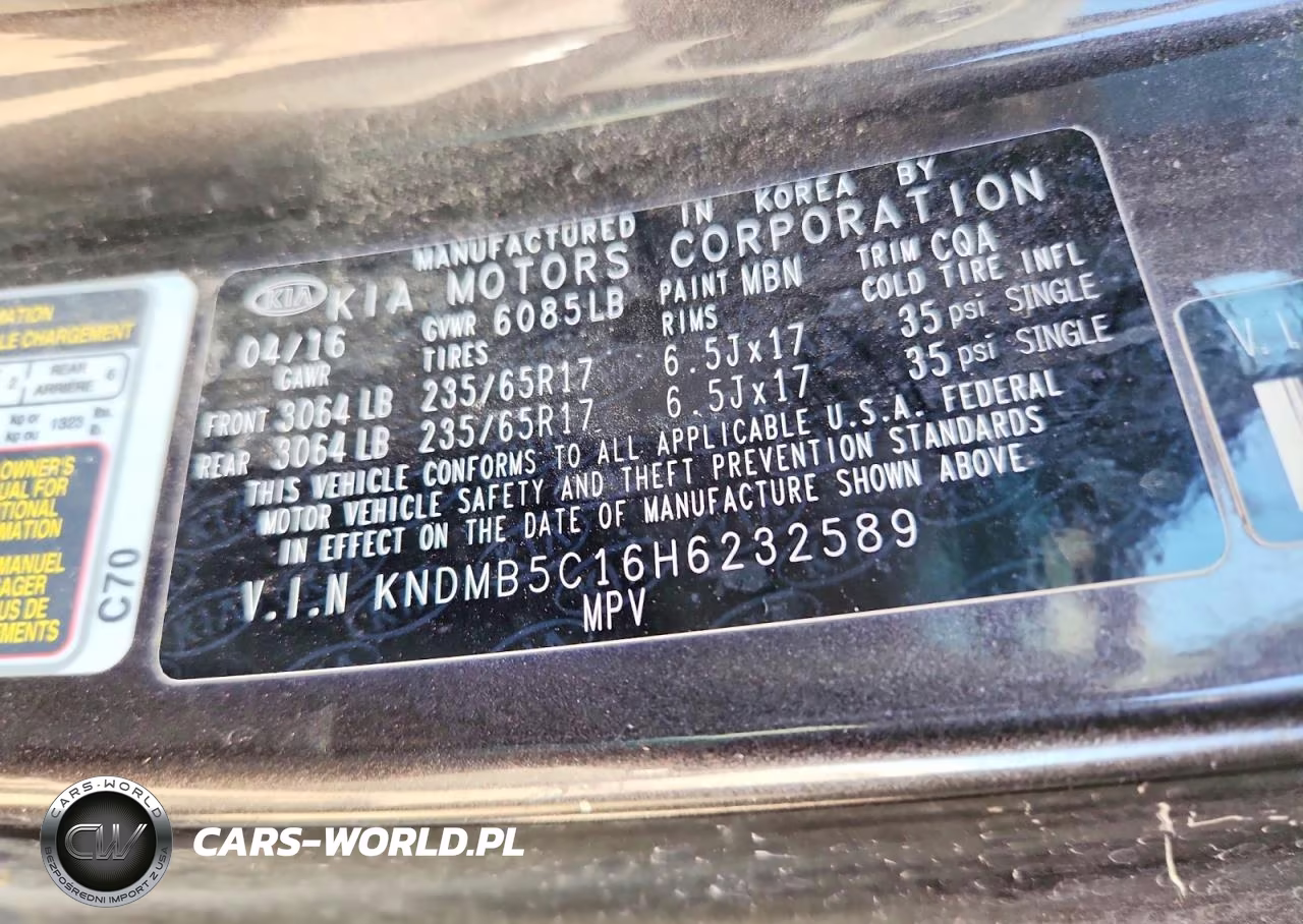 2017 Kia Sedona Lx VIN:KNDMB5C16H6232589 - 13