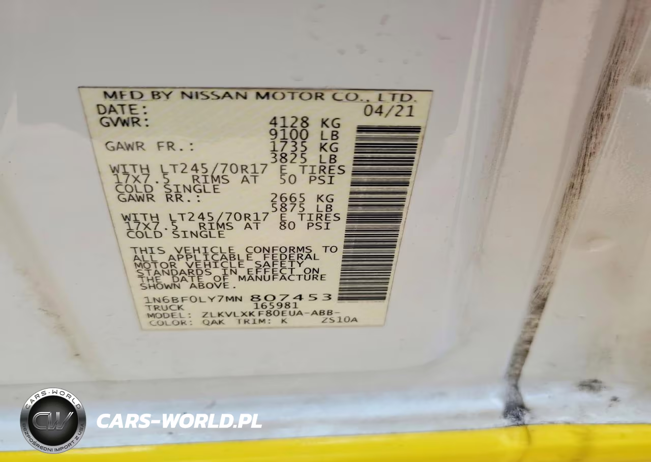 2021 Nissan Nv 2500 Hd Sv VIN:1N6BF0LY7MN807453 - 13