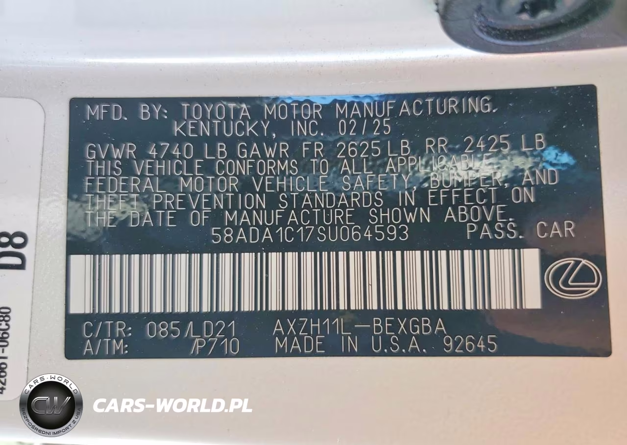 2025 Lexus Es 300H VIN:58ADA1C17SU064593 - 12