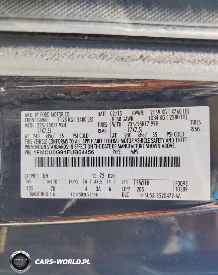 2015 Ford Escape Se VIN:1FMCU0G91FUB64456 - 13